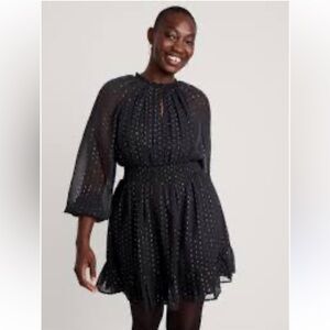 Old Navy- Metallic Suisse Dot Dress, Black, Size XL NWT